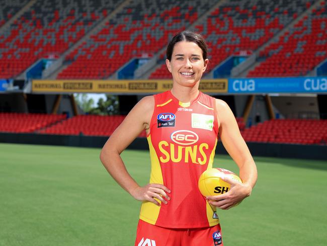 Lauren Ahrens. Suns AFLW players at all-in media day. Picture: Tim Marsden