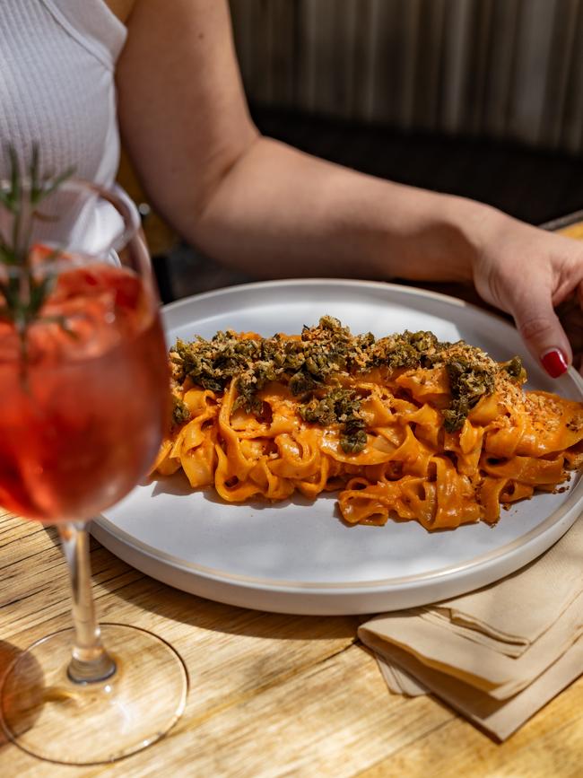 Fresh handmade pasta with tomato vodka sugo from Chiosco by Pizzirani's Cucina. Picture: Dearna Bond