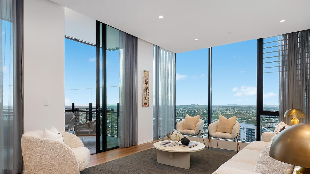 Inside the penthouse at 443 Queen St, Brisbane CBD, which has hit the market. Image supplied.