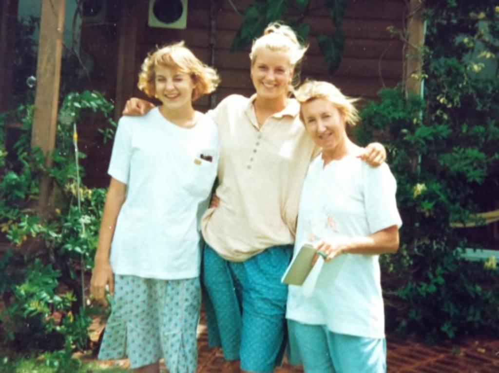 Bridget, Anna and Liz Kinnear at the family home in Minyama in 1987.