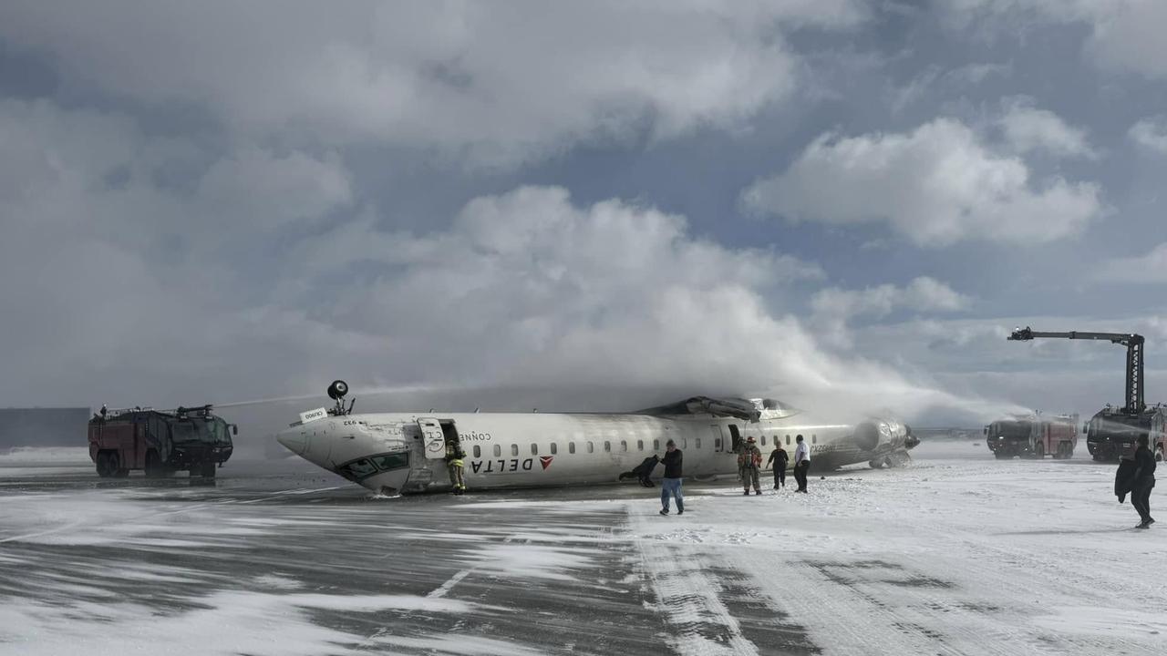 The plane crashed at Toronto Pearson International Airport. Picture: John Nelson/Facebook