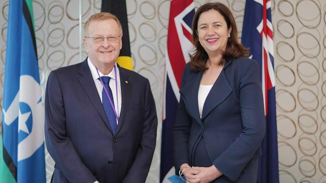 Australian Olympic Committee president John Coates with Premier Annastacia Palaszczuk.