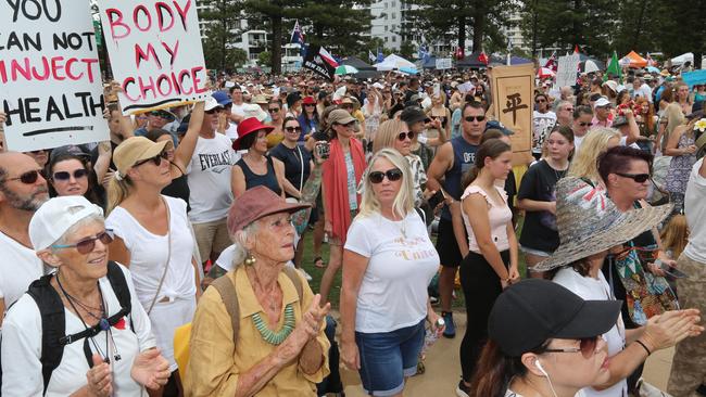 Thousands of protesters at the Millions March at Kurrawa Park. Picture: Mike Batterham