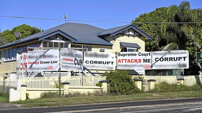 EYESORE: Ipswich City Council issued Russell Matthews an enforcement notice to remove the signage on his Booval property last month. Picture: Cordell Richardson