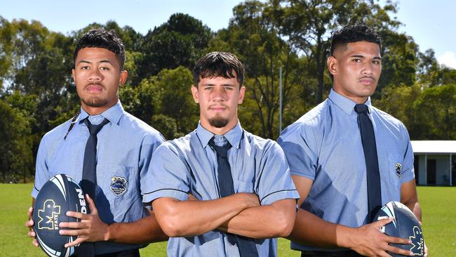 Elijah Tagiilima, Jaycob Kingston-Francis, Alexanda Leapai Profile shots ahead of the Langer Cup rugby league. Thursday May 4, 2023. Picture, John Gass