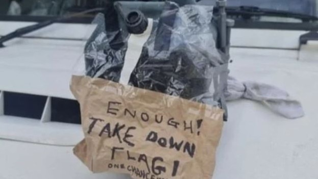 The device was placed on a man’s ute who was flying the flag at his home. Picture: Supplied