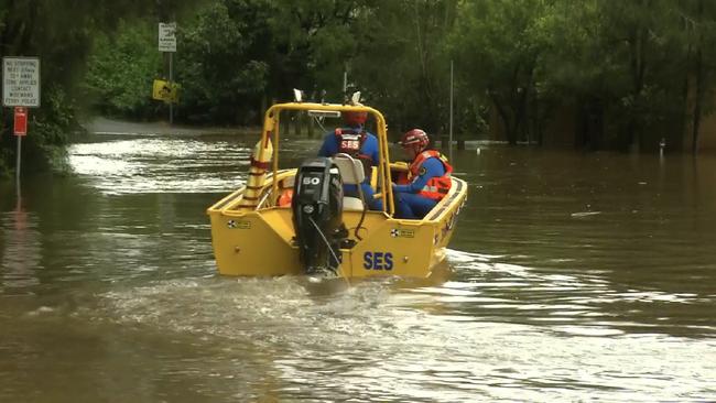 SES crews conducting resupply and rescue to communities in the Wisemans Ferry area.