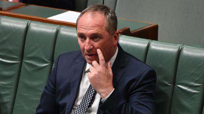 Heavy duty: Deputy Prime Minister Barnaby Joyce ponders the unbearable lightness of being during Question Time. Picture: AAP