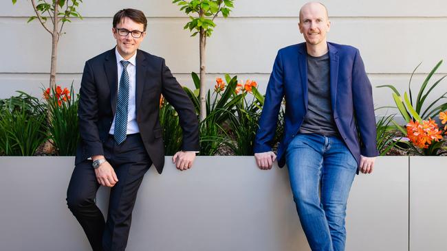 Myriota co-founders Dr Alex Grant and Dr David Haley. Picture: Rosina Possingham.