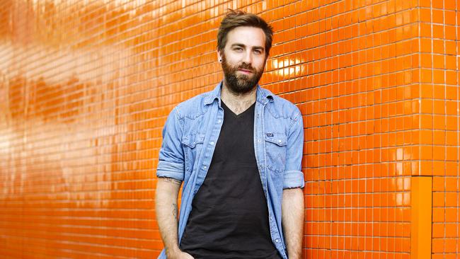 Musician Josh Pyke in Sydney today. He is appearing with the Sydney Symphony Orchestra and a number of upcoming young composers, who are re-interpreting his work. Pictures: Justin Lloyd