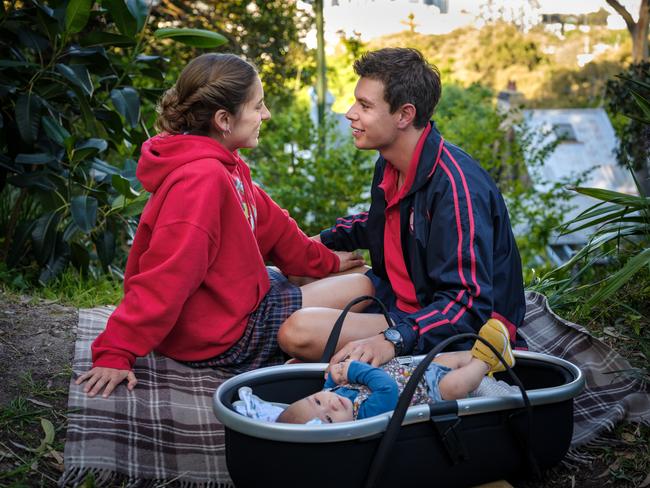 Oly (Nathalie Morris) and Santi (Carlos Sanson Jnr) in a scene from Bump.