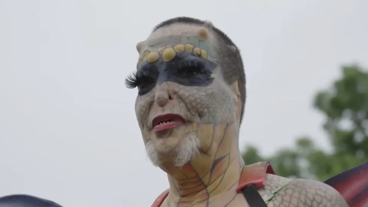 The 60-year-old wants to become an inspiration for non-binary individuals as a genderless reptile. Picture: YouTube/Truly.