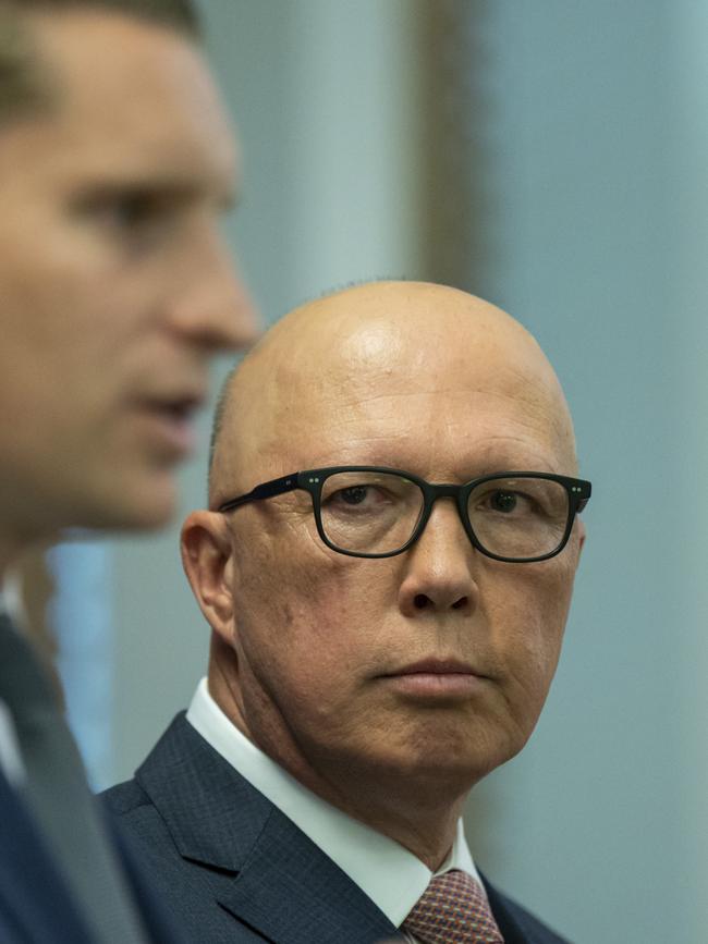 Peter Dutton believes the Aston by-election will be “tight” but thinks they will get there. Picture: Martin Ollman