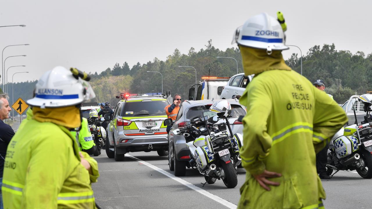 Police apprehended a man and woman at gunpoint after they led emergency services on a car chase from Hervey Bay. The alleged stolen car ended up on its roof and the occupants were taken into custody. Photo: John McCutcheon / Sunshine Coast Daily