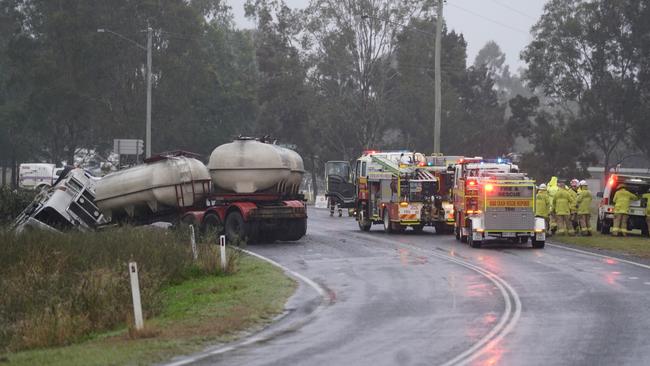 The highway was expected to remain closed Thursday. Picture: Andrew Hedgman