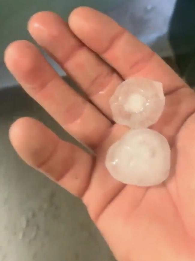 Raiders players were forced to run for cover after a hail storm hit during a training session