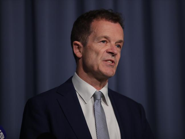 SYDNEY, AUSTRALIA - NewsWire - 08 APRIL 2025:New South Wales opposition leader Mark Speakman addresses the media from the NSW Parliament in Sydney in regards to the  NSW Doctors Union (ASMOF) strike action.Picture: Christian Gilles / NewsWire