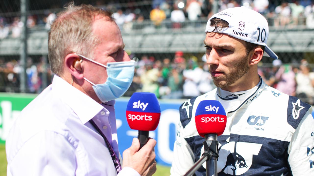 Pierre Gasly with Martin Brundle. Photo by Peter Fox/Getty Images