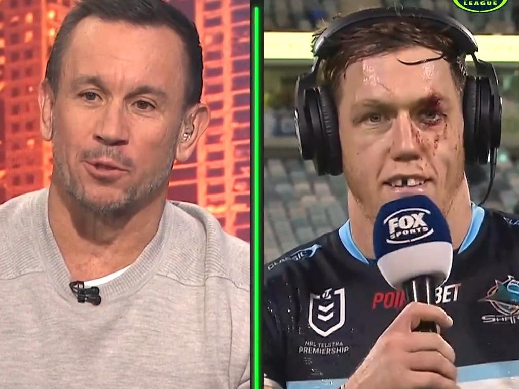 Matty johns could barely keep a straight face. Photo: Twitter, Fox league.