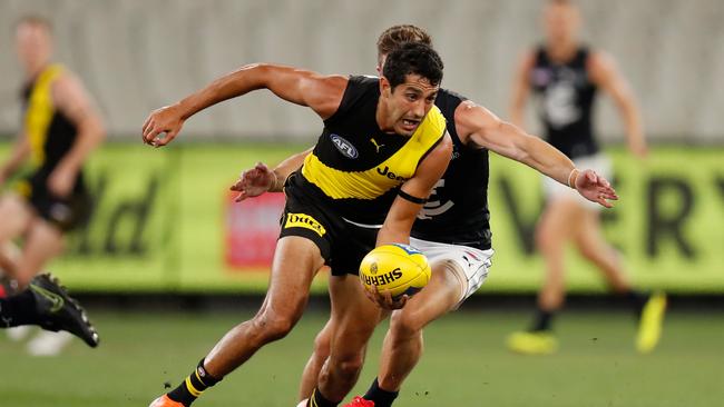 Marlion Pickett showed enough in his second game to excite Tiger fans. Picture: AFL Photos/Getty Images