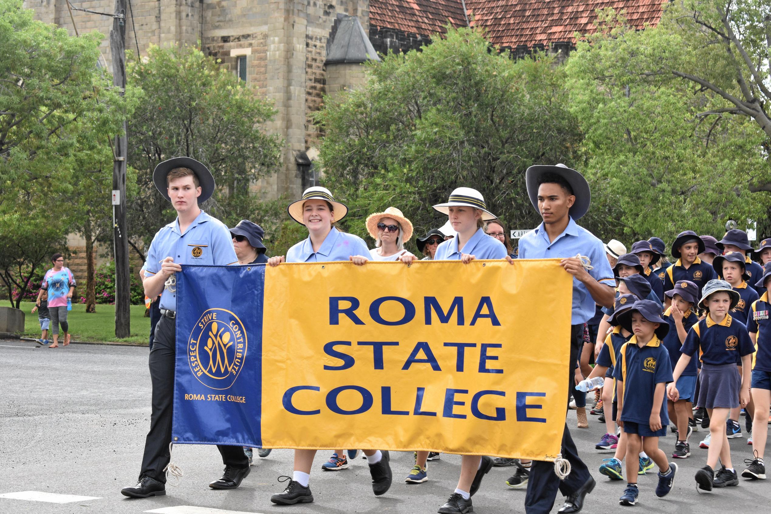 The Roma Anzac Day march and service, 2019. Picture: Ellen Ransley