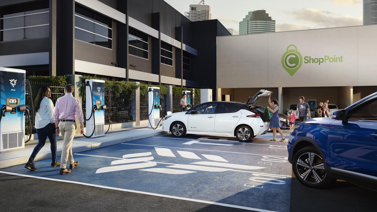 A concept image of a super charging station owned by Brisbane-based EV specialist Tritium.