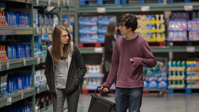 Cara Delevingne stars as Nat Wolff in Paper Towns.