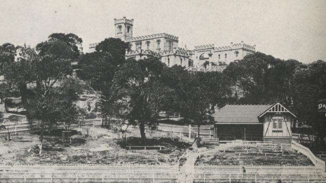 This pavilion at Manly Oval, used by the Manly Cricket Club, with Dalley's Castle in the background, was built in 1894. Picture: Manly, Warringah and Pittwater Historical Society.