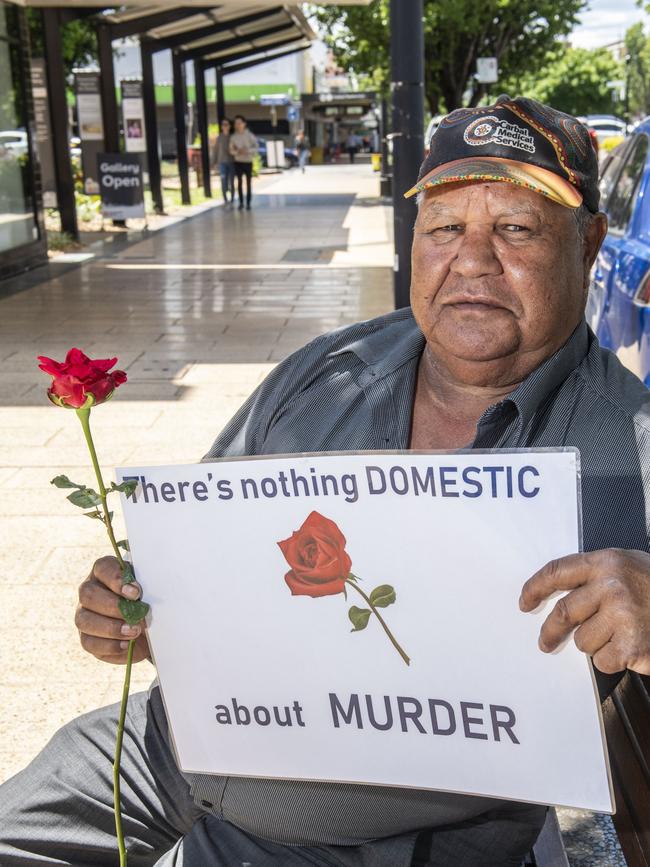 Bill Gorringe attends the Red Rose rally for Emily Thompson in Toowoomba. Friday, November 4, 2022. Picture: Nev Madsen.