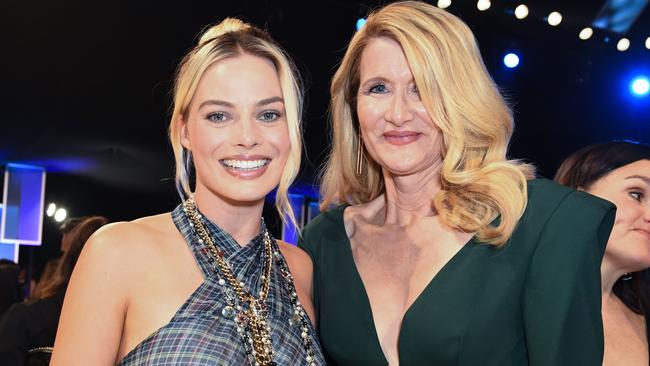 Margot Robbie and Laura Dern are both up for the Best Supporting Actress Oscar at next week’s Academy Awards. Picture: Valerie Macon/AFP