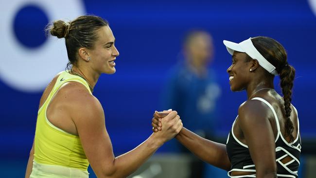 Aryna Sabalenka comfortably beat American rival Sloane Stephens 6-3, 6-2 in her first-round clash at the Australian Open on Sunday night. Picture: Quinn Rooney / Getty Images