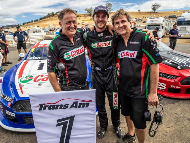 Tasmania Ten Thousand winner Aaron Seton with father Glenn Seton (right).