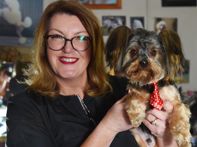 Trish Wileman from Hairy Cherubs, Whittlesea, with Bear. Picture: Josie Hayden