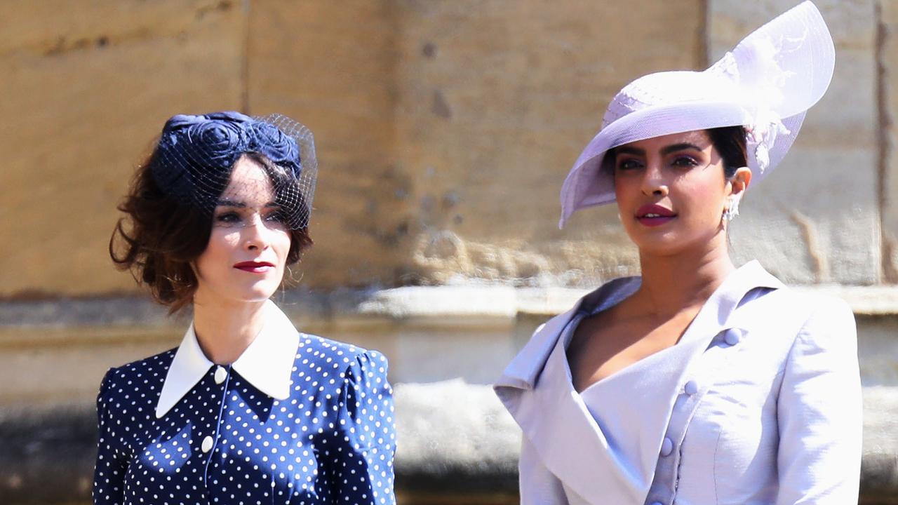 Abigail Spencer and Priyanka Chopra arrive at the wedding. Picture: Mega