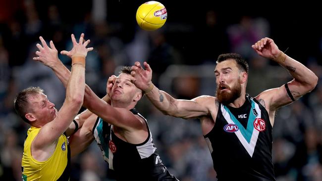 Port Adelaide spearhead Charlie Dixon couldn’t assert himself on the finals.