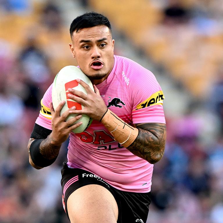 Spencer Leniu of the Panthers suffered a ruptured testicle. Picture: Getty Images