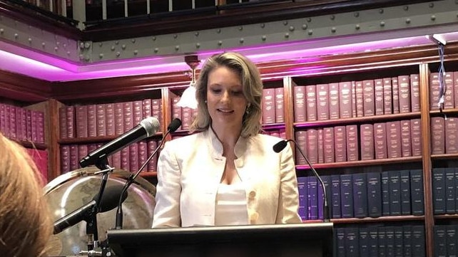 Speakers at the event included controversial figures such as Katherine Deeves (pictured) and Moira Deeming.