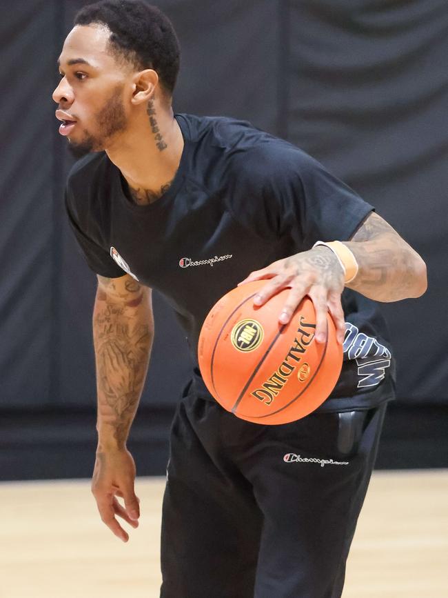 Rayjon Tucker at Melbourne United training. Picture: Brendan Beckett