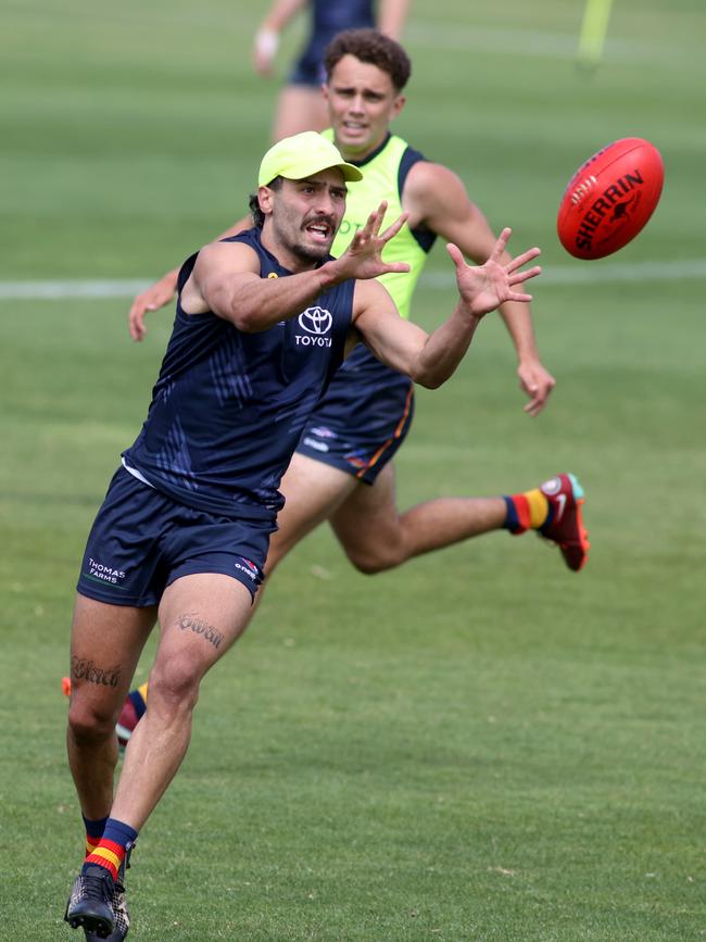 Izak Rankine of the Adelaide Crows training at West Lakes. Picture: Kelly Barnes