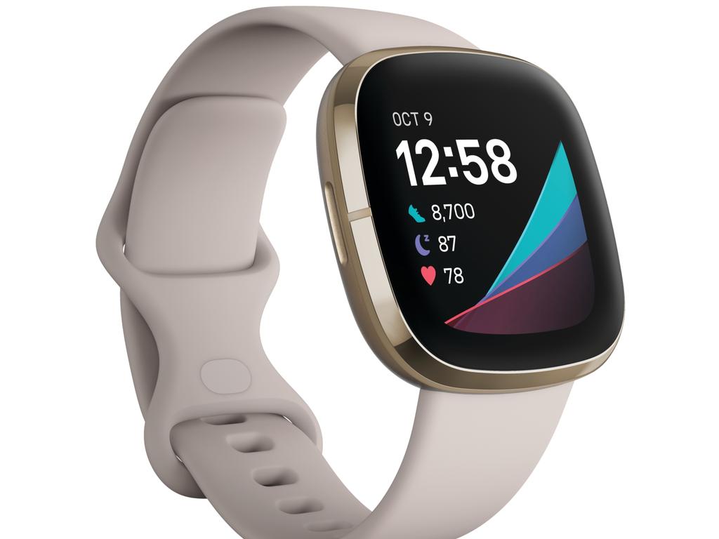 The Fitbit Sense smartwatch features new technology, including sensors to measure skin temperature and stress levels.