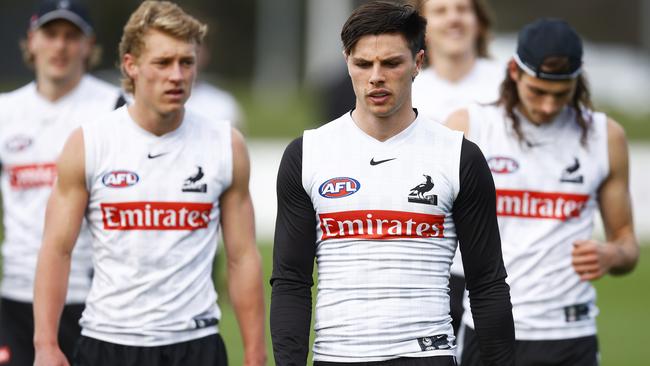 Oliver Henry has denied that an unsatisfactory contract offer or lack of playing time at Collingwood played a role in his trade request to Geelong. Picture: Daniel Pockett/Getty Images