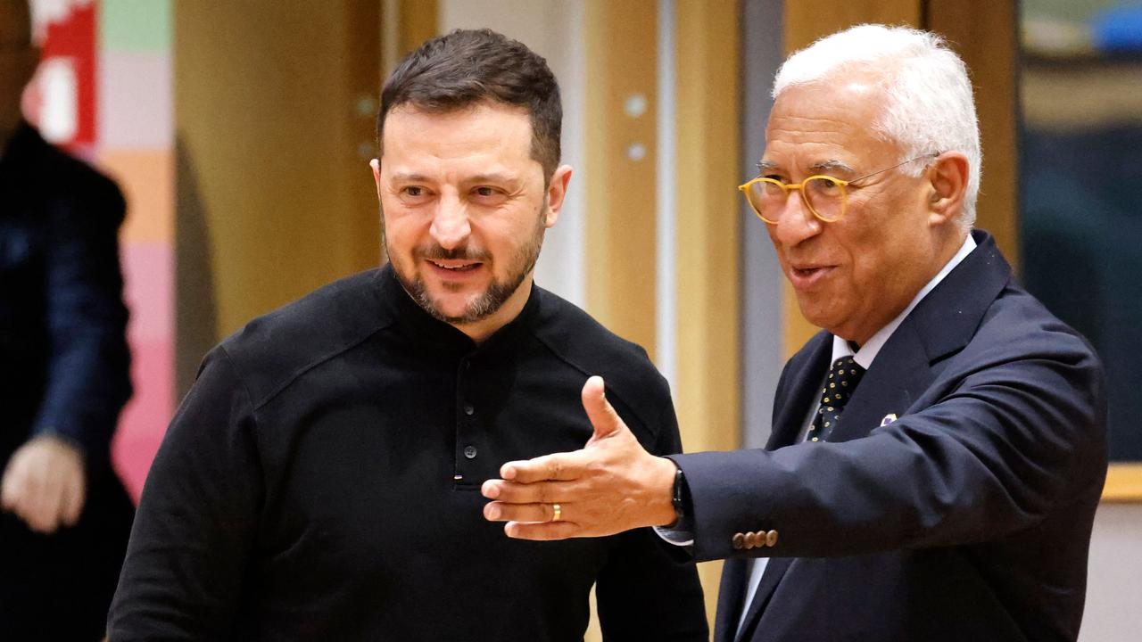 European Council President Antonio Costa greets Ukraine's President Volodymyr Zelensky ahead of the Special European Council roundtable meeting to discuss continued support for Ukraine and European defence at the EU headquarters in Brussels on March 6. Picture: Ludovic Marin/AFP