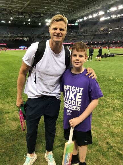 Blake Dridan with Nick Riewoldt. Riewoldt's sister, Maddie, died aged 25 of bone marrow failure syndrome. Picture: Supplied