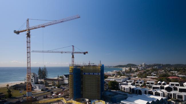 Drone image of Sunland's Palm Beach development Magnoli under construction.