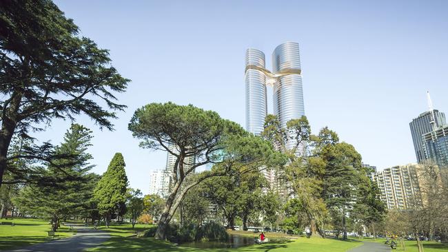 The proposed twin tower development on Exhibition St will feature Melbourne's first Shangri-La hotel.