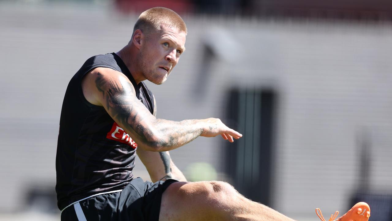 Collingwood star Jordan De Goey is expected to return to full-contact training soon. Picture: Michael Klein