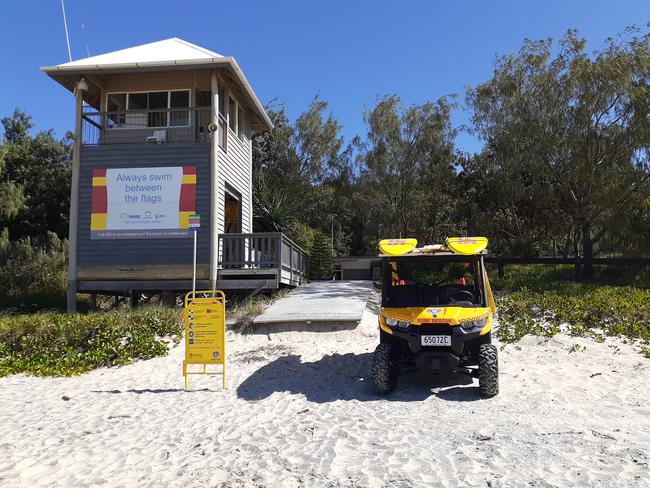 A usually crowded Rainbow Beach was deserted on Easter Sunday amid lockdown laws during the coronavirus pandemic this year. Photo: Caroline Vielle.