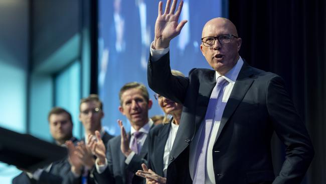 Opposition Leader Peter Dutton speaks at the Liberal Party Federal Council in Sydney. Picture: NewsWire/ Monique Harmer