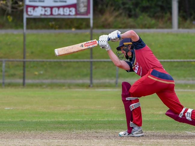 University's No.4 batsman Angus Storen (36) had an impressive knock as the rain drizzled down. Picture courtesy of Amy Storen.