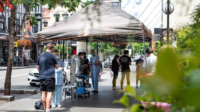 A pop-up Covid testing clinic at Redfern, Sydney. The state has had its deadliest day in the pandemic with 36 people dying. Picture: NCA NewsWire/Flavio Brancaleone